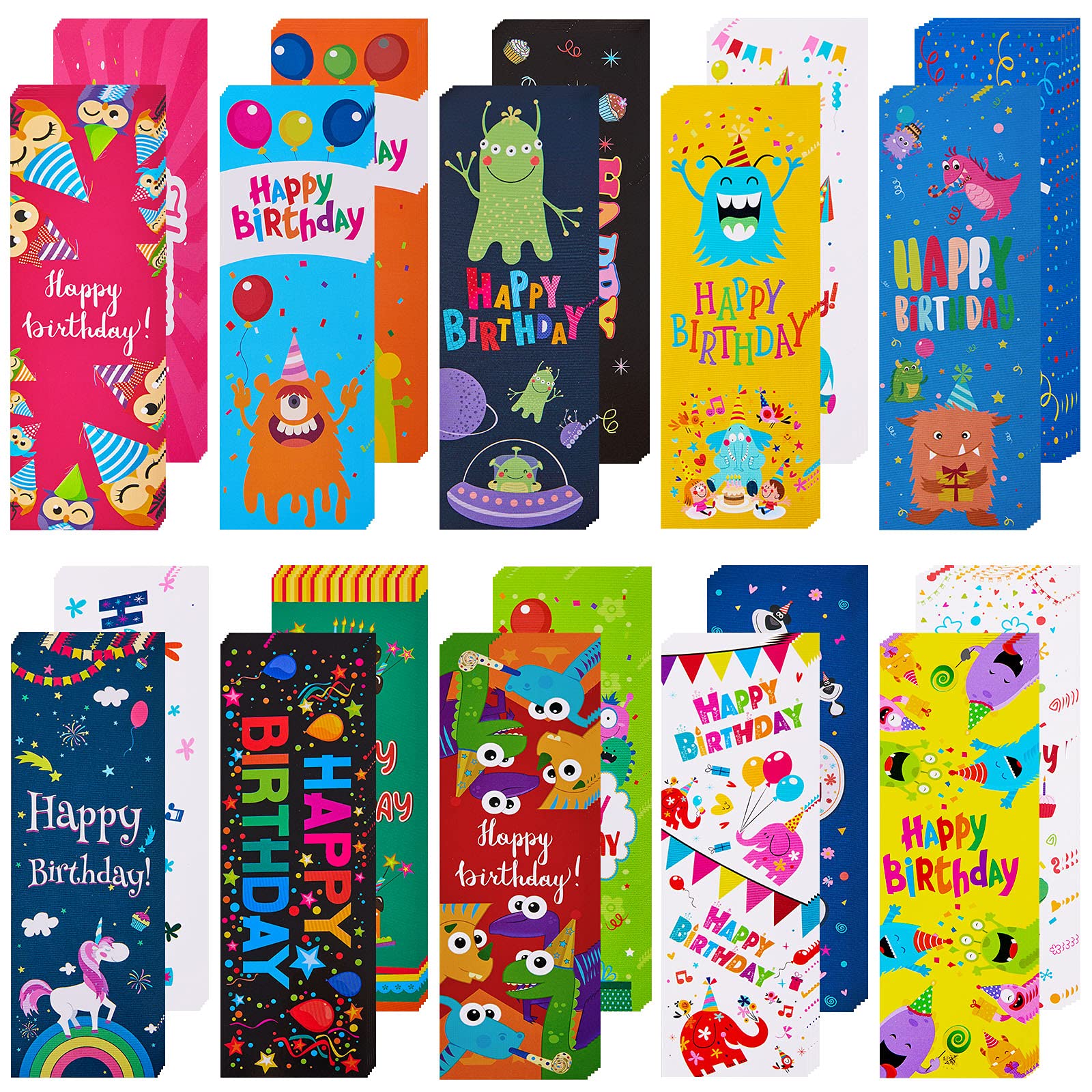 Tenare 150 Pieces Happy Birthday Bookmarks Laminated Imaginative Colors And Patterns For Students Classroom Stationery Supplies