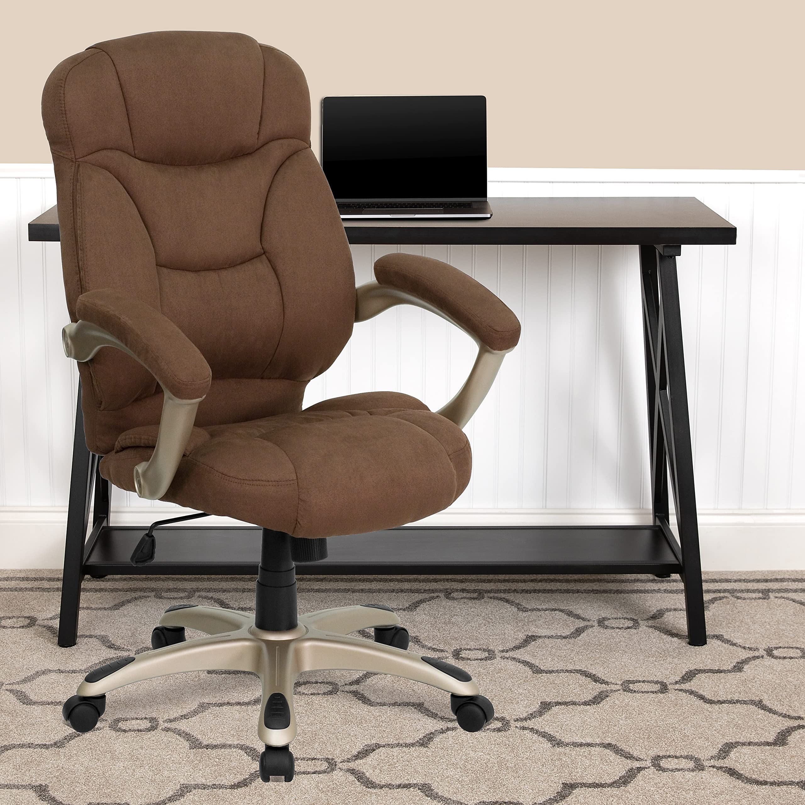 Flash Furniture Jessie High Back Brown Microfiber Contemporary Executive Swivel Ergonomic Office Chair with Arms