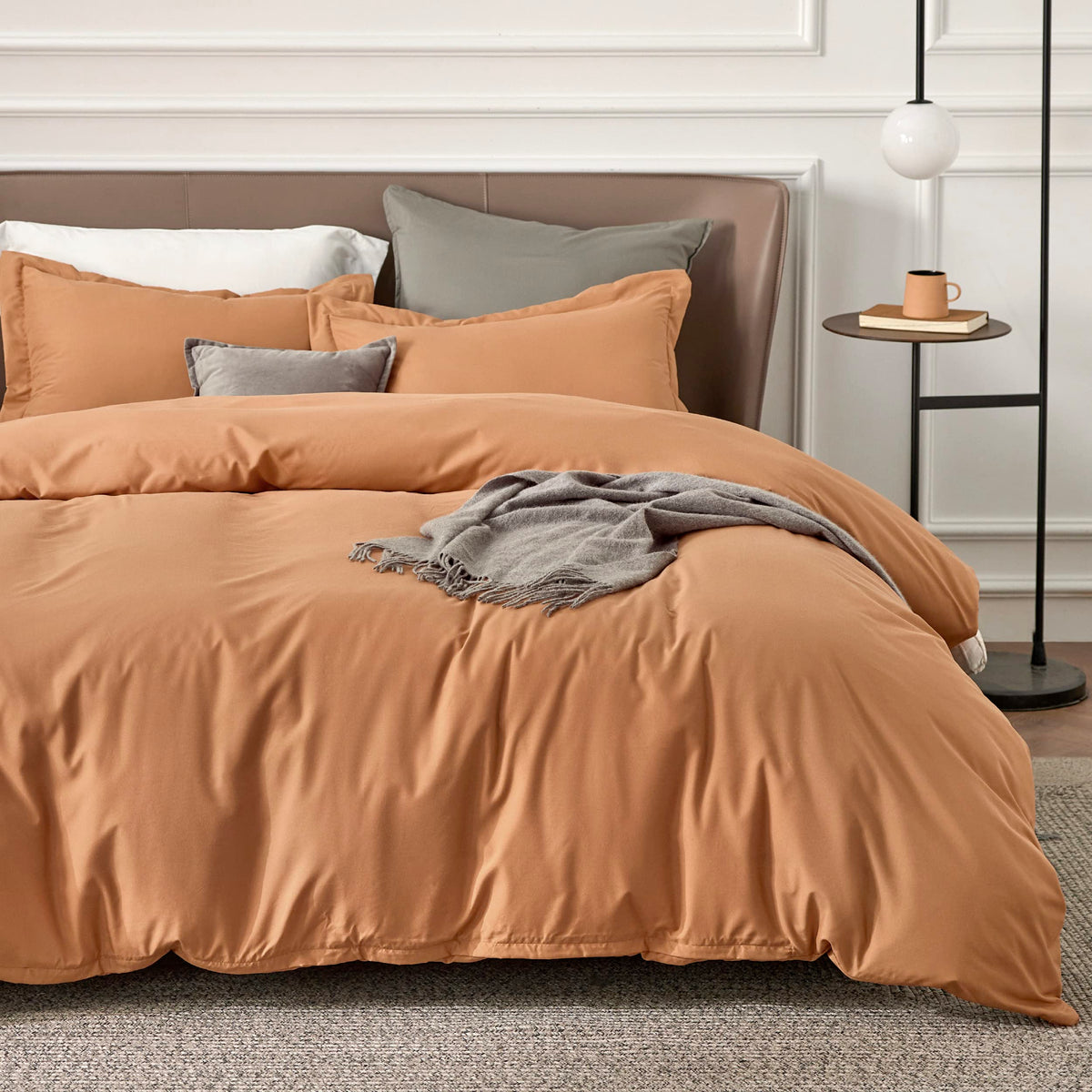 Bedsure Burnt Orange Duvet Cover Queen Size - Soft Double Brushed Duvet Cover Set 3 Pieces With Zipper Closure, 1 Duvet Cover 90