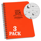 Rite In The Rain Weatherproof Side Spiral Notebook, 4.625' X 7', Orange Cover, Universal Pattern, 3 Pack (No. Or73L3)