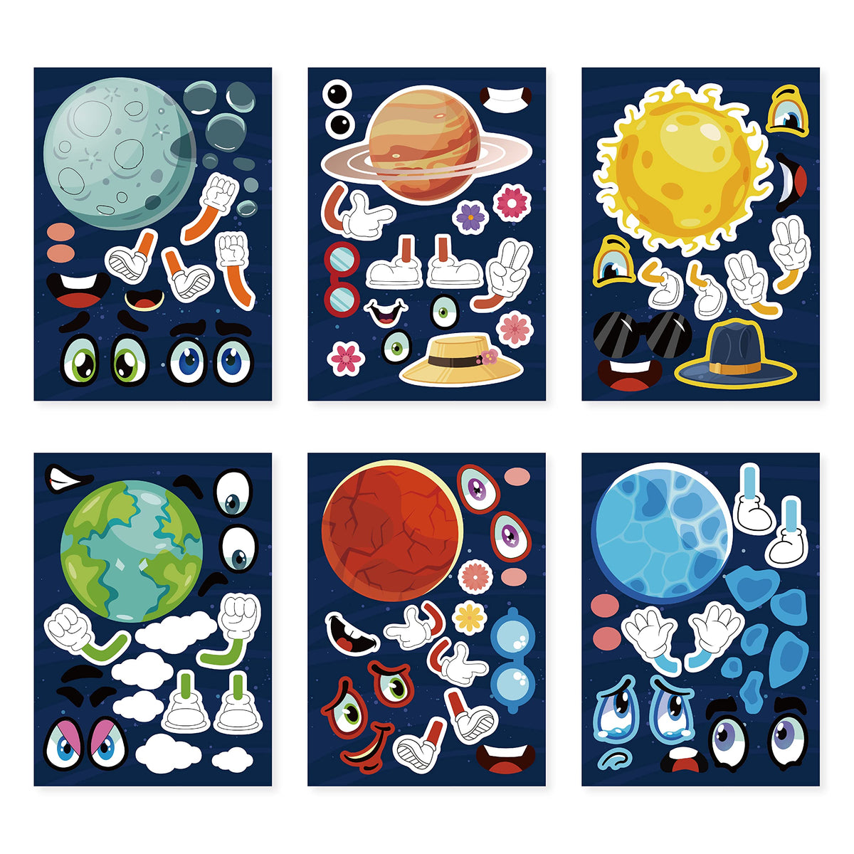 24 Sheets 827A59 Make Your Own Space Stickers For Kids Toddlers, Make A Face Stickers For Kids Party Favors Activities