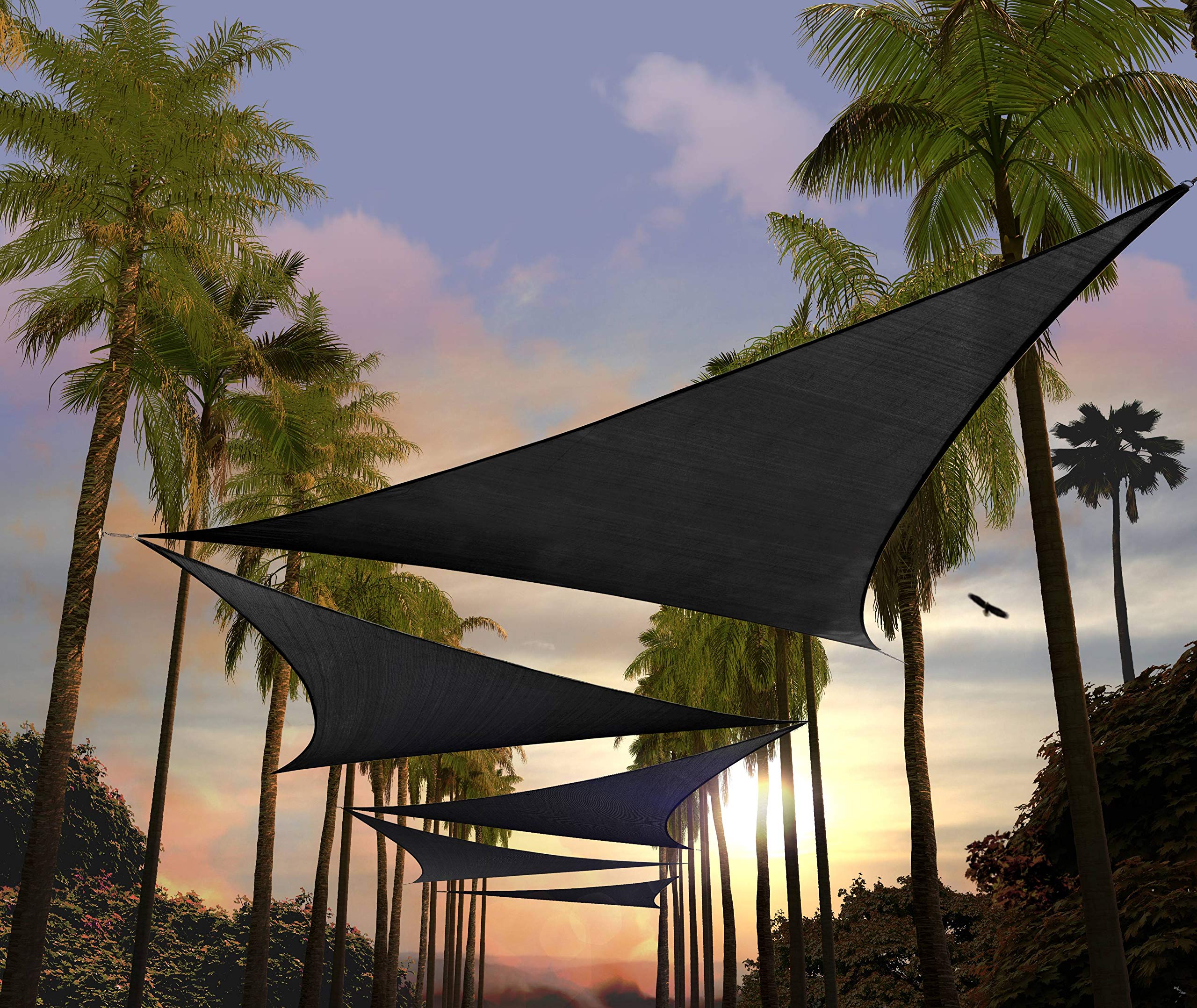 Amgo Custom Size 27' X 27' X 27' Black Triangle Sun Shade Sail Upf50+ Agtapt8, Order To Make Canopy Awning, 95% Uv Blockage, Wat
