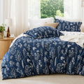 Bedsure Queen Comforter Set - Navy Comforter, Cute Floral Bedding Comforter Sets, Gifts For Woman, 3 Pieces, 1 Soft Reversible B