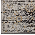 Modway Ganesa Distressed Diamond Floral Lattice 5X8 Area Rug In Black And Beige