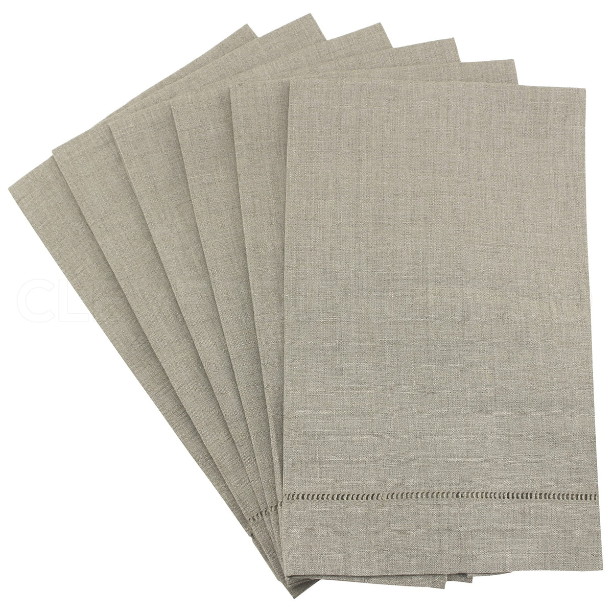 6 Pack  CleverDelights Natural Linen Hemstitched Hand Towels  14 x 22  100% Linen  Tea Towels