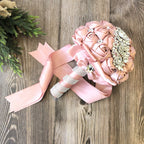 Abbie Home Quinceanera Silver Brooch Bouquet - Bride Wedding Bouquets Bridesmaids Satin Rose Flower With Sparkle Rhinestone Crys