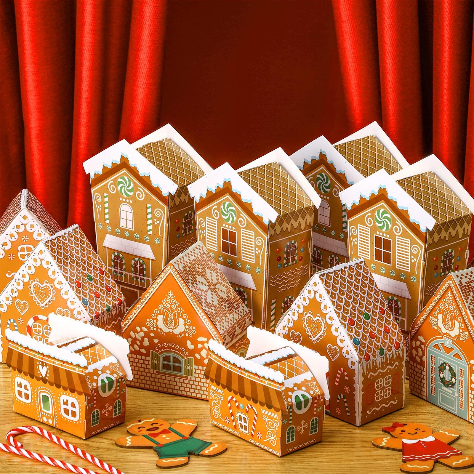 Yinder 25 Pcs Christmas Advent Calendar Boxes Gingerbread House Decoration Christmas Countdown Cardboard House Calendar for Xmas