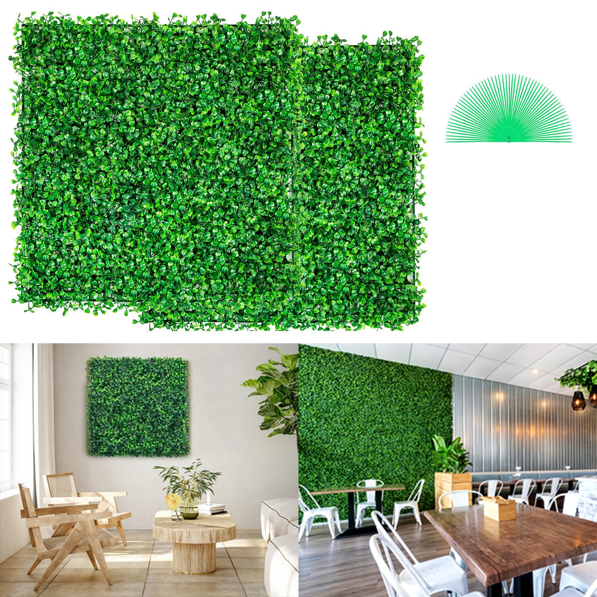 Vevor Artificial Boxwood Panels,12Pcs 10X10 Inch, Artificial Grass Backdrop Wall Boxwood Hedge Wall Mat, Privacy Hedge Screen Uv