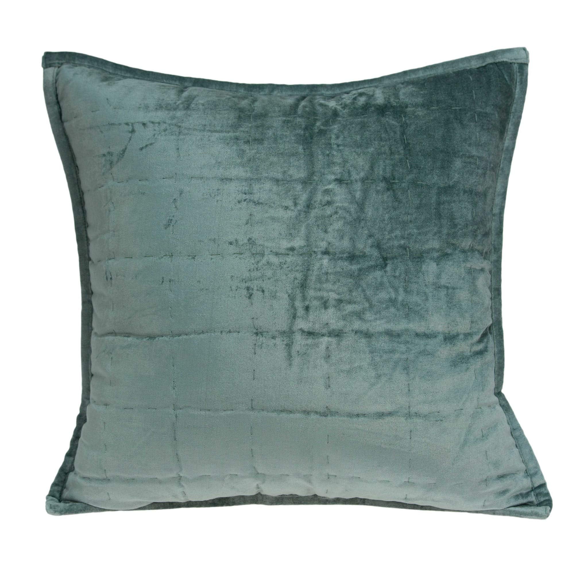 HomeRoots 50% Cotton, 50% Viscose 20' X 7' X 20' Transitional Sea Foam Solid Quilted Pillow Cover with Poly Insert