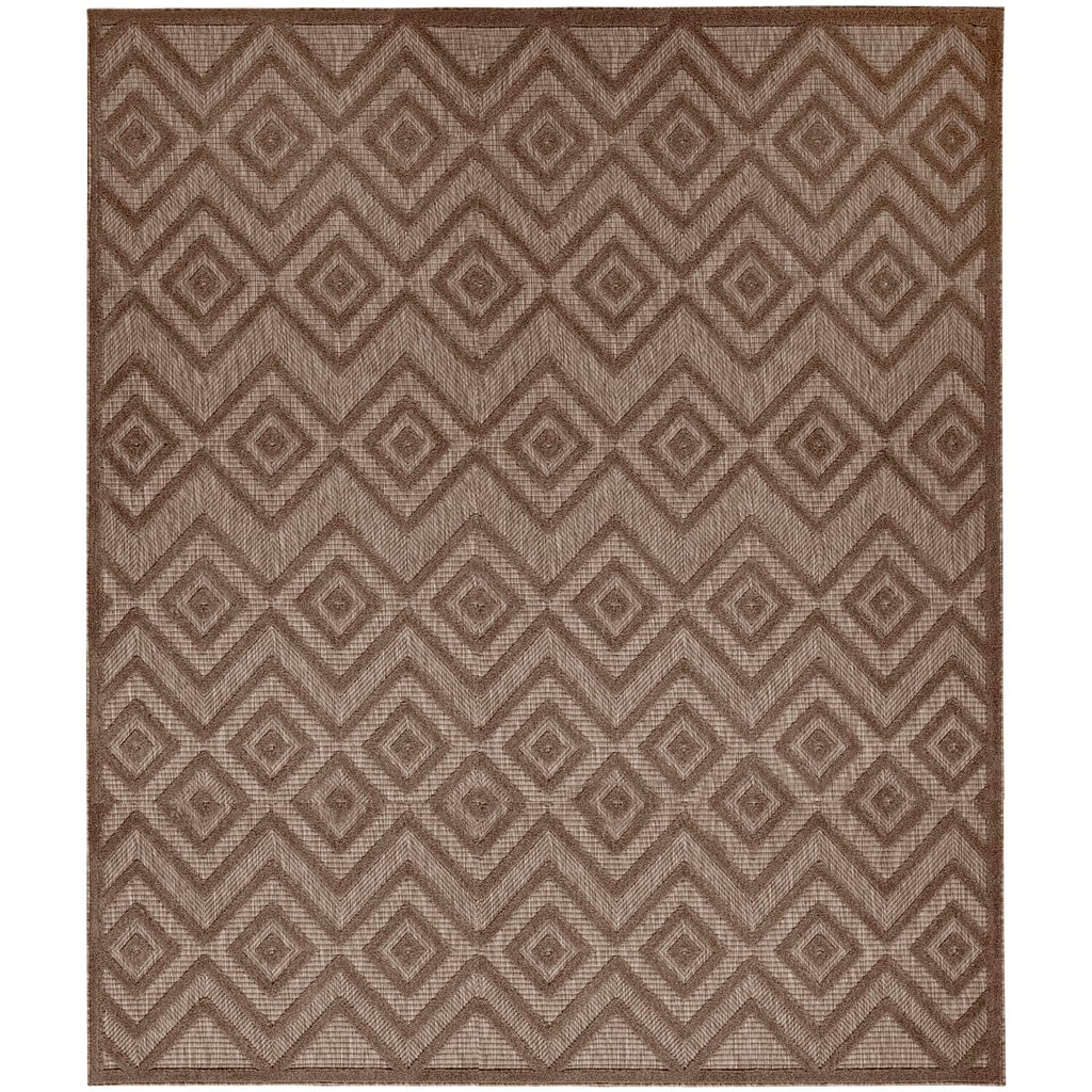 Nourison Versatile Modern Indoor/Outdoor Brown 9' X 12' Area Rug, Easy Cleaning, Non Shedding, Bed Room, Living Room, Dining Room, Backyard, Deck, Patio (9X12)