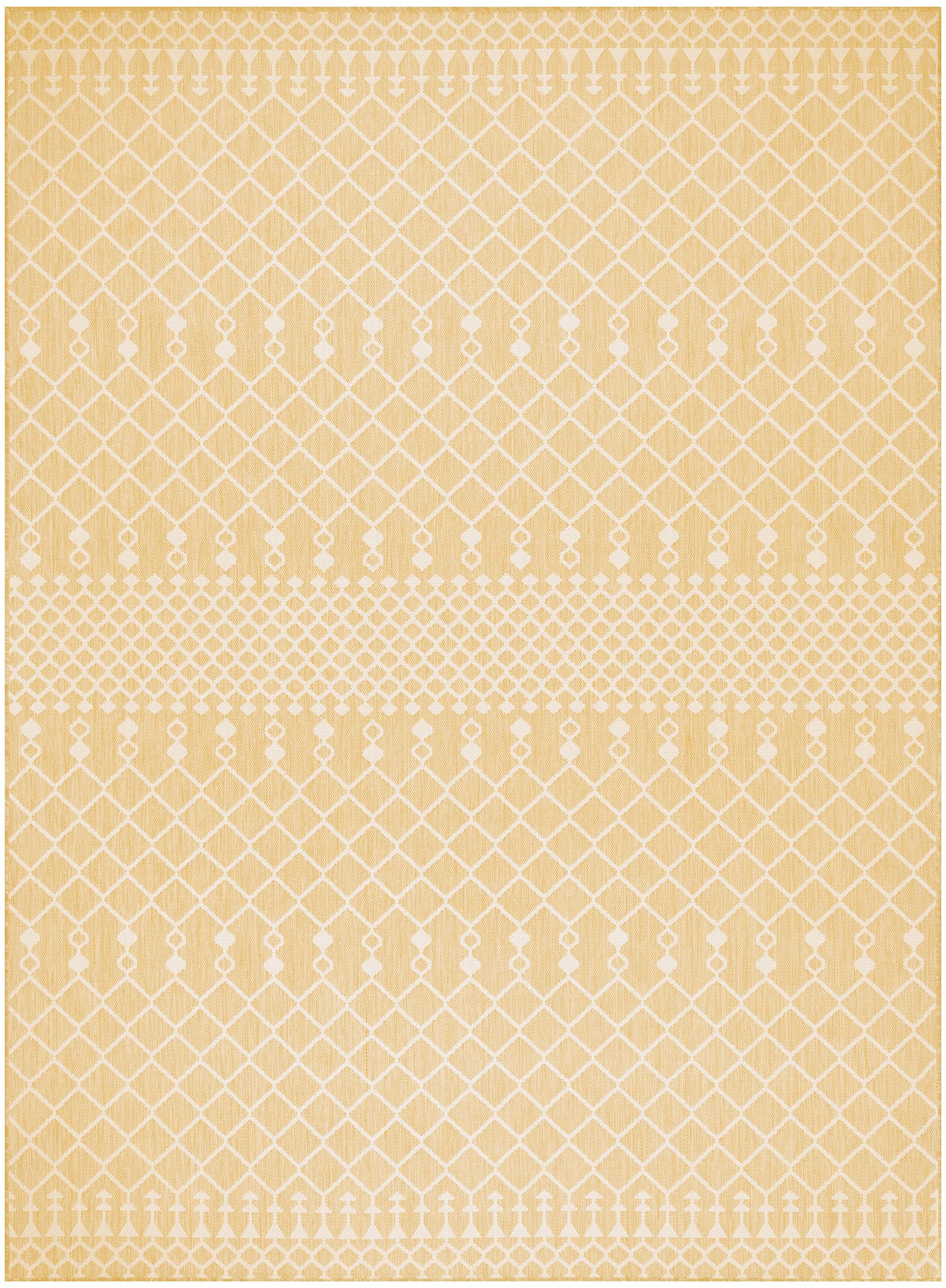 Nourison Positano Indoor/Outdoor Yellow 8' X 10' Area Rug, Easy Cleaning, Non Shedding, Bed Room, Living Room, Dining Room, Backyard, Deck, Patio (8X10)