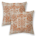 Betginy Fall Boho Pillow Covers 24X24, Orange And Cream Ethnic Design Outdoor Decorative Throw Pillows For Couch, Carpet Pattern Decor Cushion Cover 2 Pcs Farmhouse Linen Pillowcase For Bed Car Safa