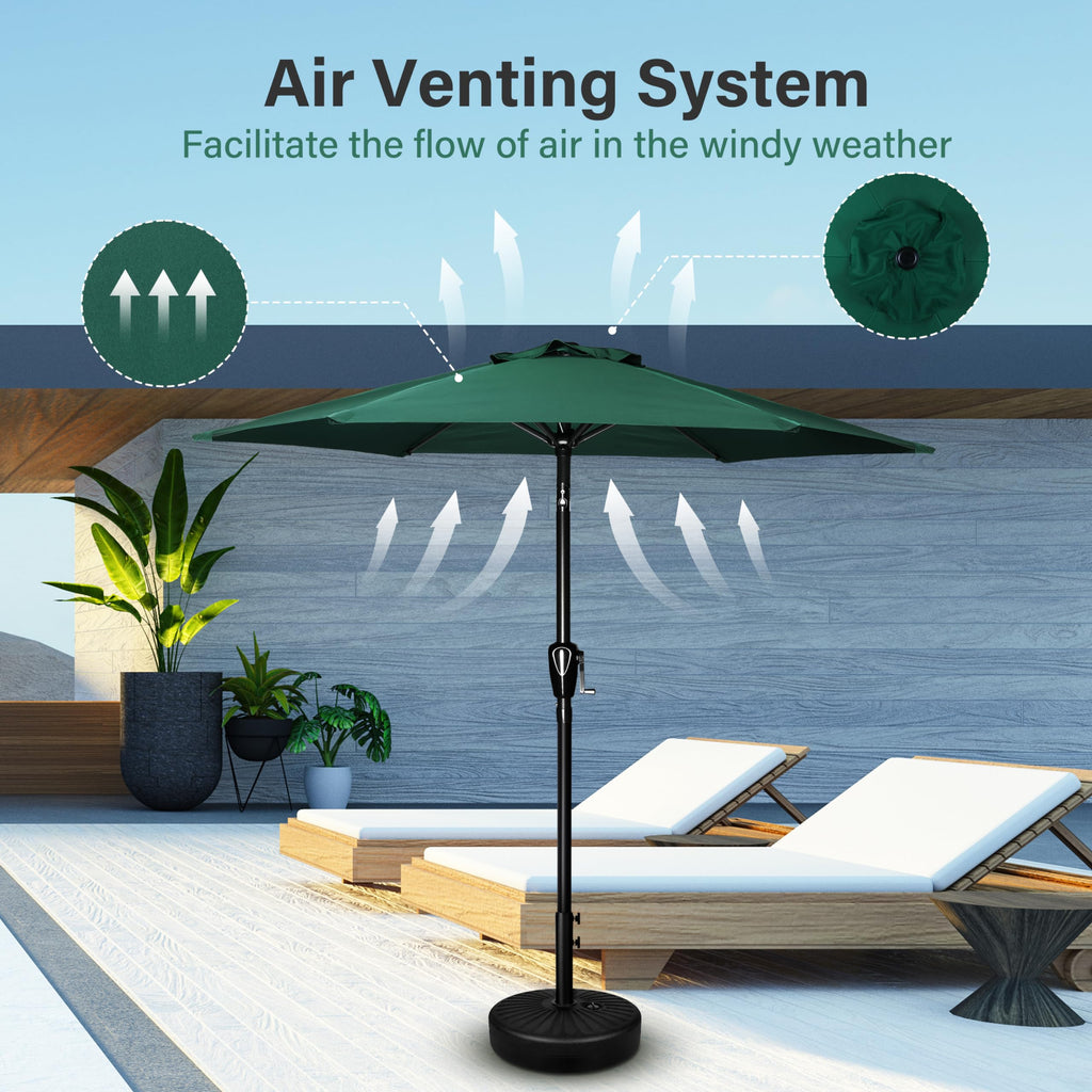 Simple Deluxe 7.5Ft Patio Umbrella Outdoor Table Market Yard Umbrella With Push Button Tilt/Crank, 6 Sturdy Ribs For Garden, Deck, Backyard, Pool, Green