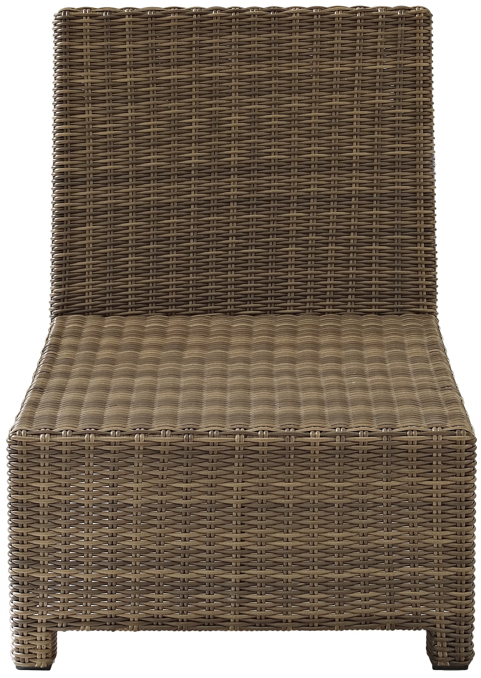 Crosley Furniture Bradenton Armless Outdoor Sectional Chair, Wicker Patio Chairs for Porch, Deck, Backyard, Brown with Sangria Cushions