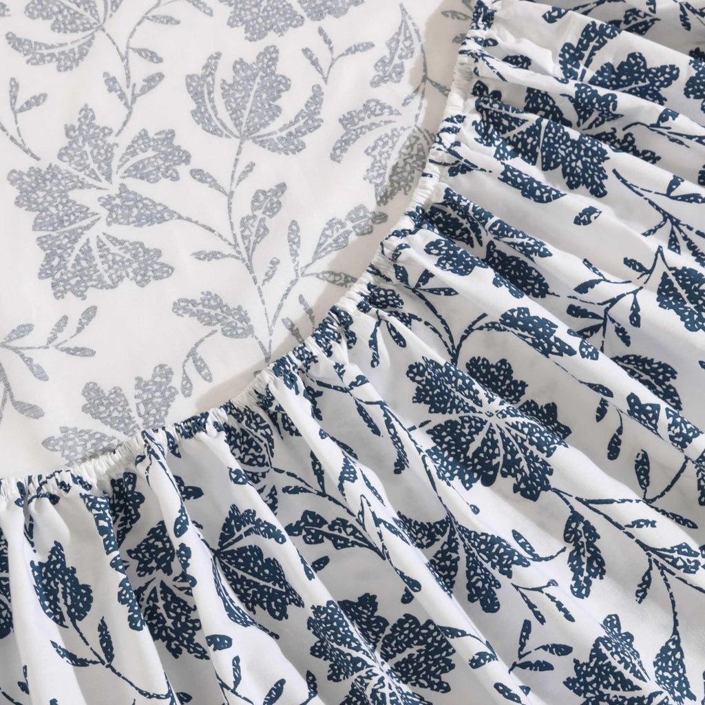 Eddie Bauer - King Sheet Set, Premium Cotton Percale Bedding Set, Floral Home Decor, Oeko-Tex Certified (Woodblock Floral Blue, King)