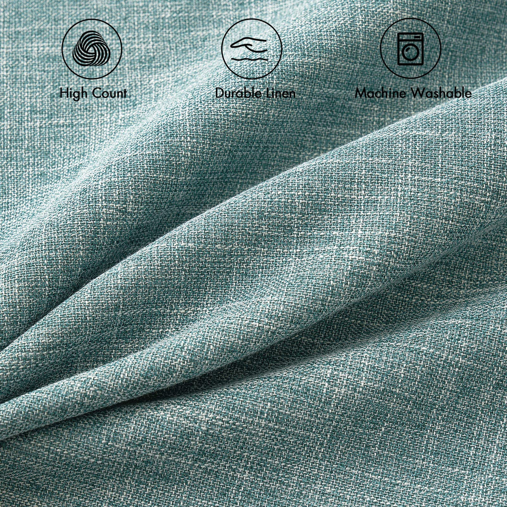 Miulee Pack Of 2 Decorative Throw Pillow Covers Linen Burlap Square Solid Farmhouse Modern Concise Throw Cushion Case Pillowcase For Sofa Car Couch 20X20 Inch Teal