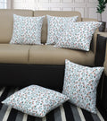 Airwill Cotton Kathambari Leaf Themed Cushion Covers For Cushions & Pillows (Green & Orange, Pack Of 5)