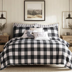 Levtex Home - Camden Quilt Set -King Quilt + Two King Pillow Shams - Buffalo Check In Black And Cream - Quilt Size (106 X 92 In.