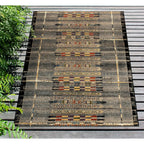 Liora Manne Marina Low Profile Durable Indoor/Outdoor Woven Rug- Tribal Stripe Black 2'7' X 4'3'