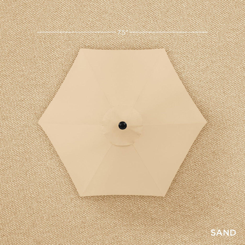 Best Choice Products 7.5Ft Heavy-Duty Round Outdoor Market Table Patio Umbrella W/Steel Pole, Push Button Tilt, Easy Crank Lift - Sand