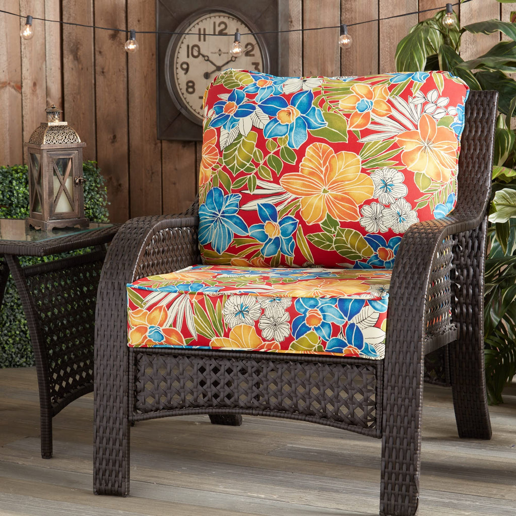 Greendale Home Fashions Outdoor Deep Seat Cushion, 2-Piece Set, Aloha Crimson