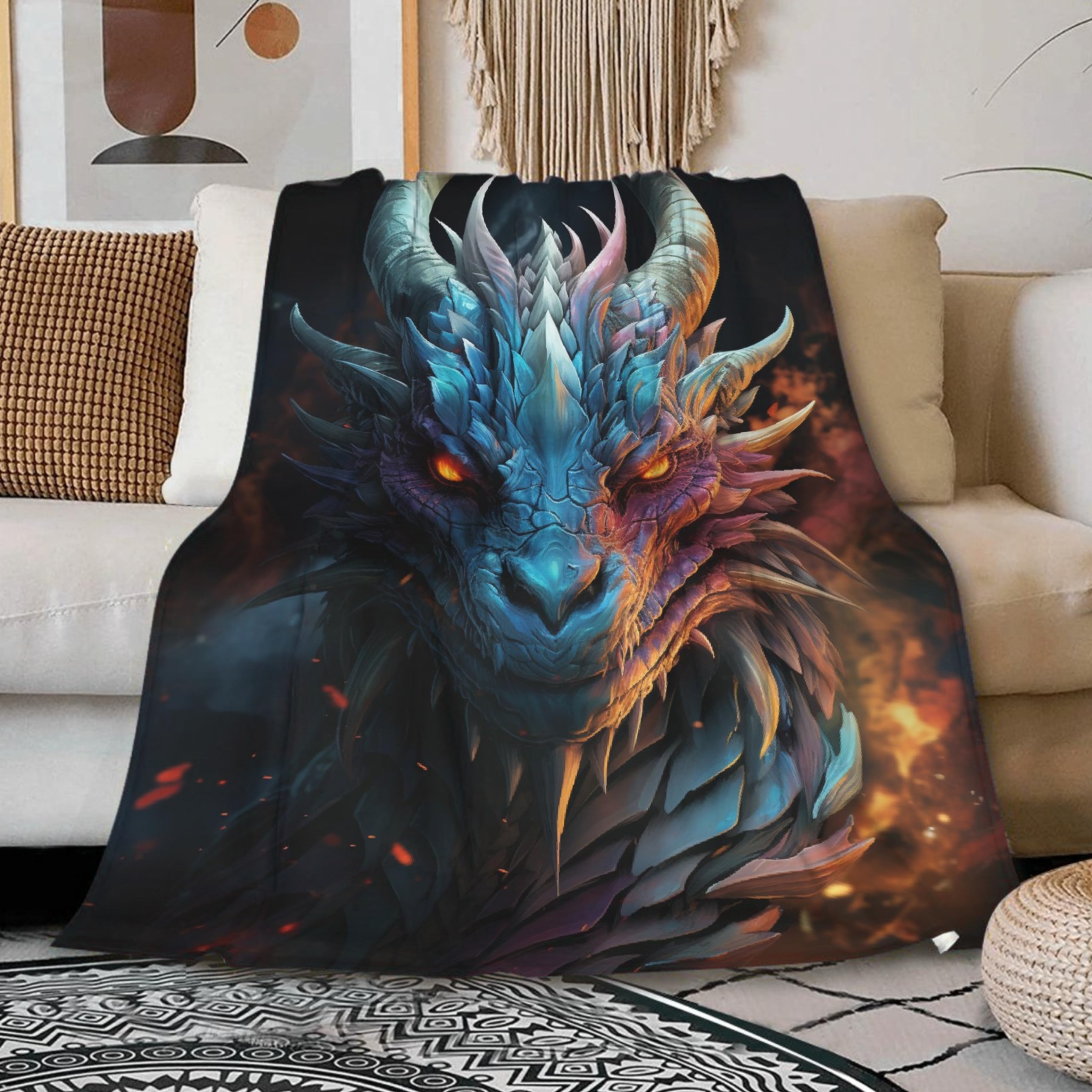 Ultra Soft Flannel Fleece Throw Blanket Dragon All Season Warm And Cozy Quilt Blanket For Bed Sofa Couch 60'X50'For Teens