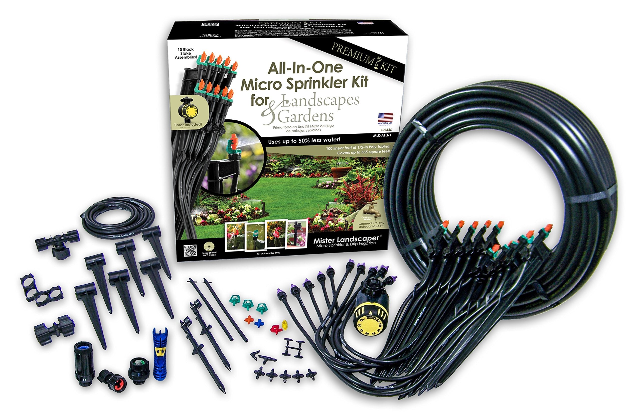 Mister Landscaper Premium All-In-One Micro Sprinkler Kit For Landscapes & Gardens
