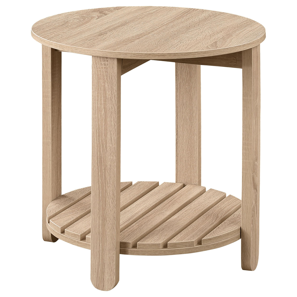 Coaster Home Furnishings Fowler 1-Shelf Round Engineered Wood Side End Table Natural