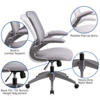 Flash Furniture Kale Mid-Back Gray Mesh Swivel Ergonomic Task Office Chair With Gray Frame And Flip-Up Arms