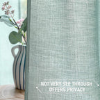 Miulee Teal Green Faux Linen Textured Curtains 2 Panels For Bedroom Living Room Thick Linen Look Light Filtering Privacy Semi Sh