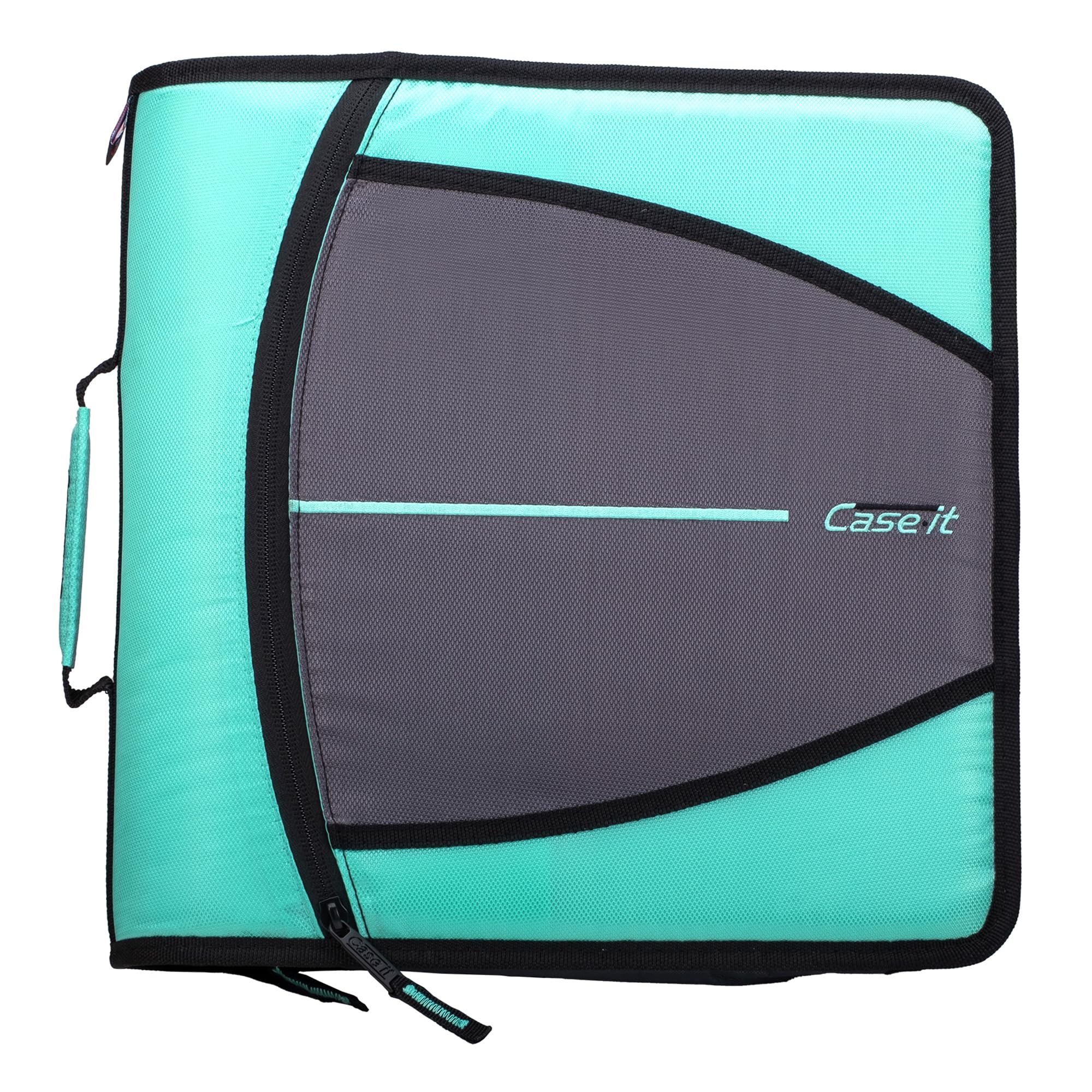 Case-It The Mighty Zip Tab Zipper Binder - 3 Inch O-Rings - 5 Color Tab Expanding File Folder - Multiple Pockets - 600 Page Capa