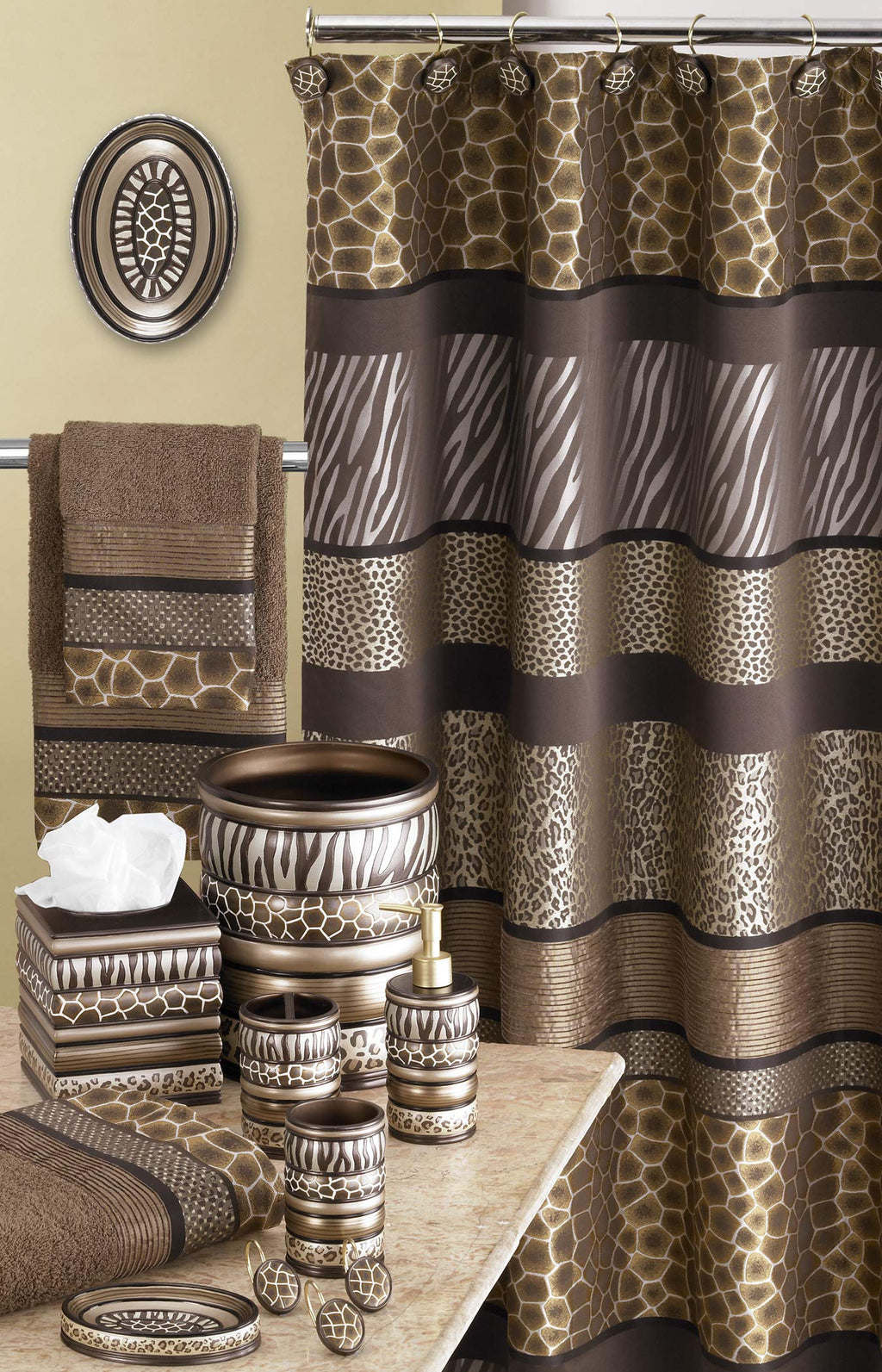 Popular Bath Safari Stripes, Waste Basket, Chocolate