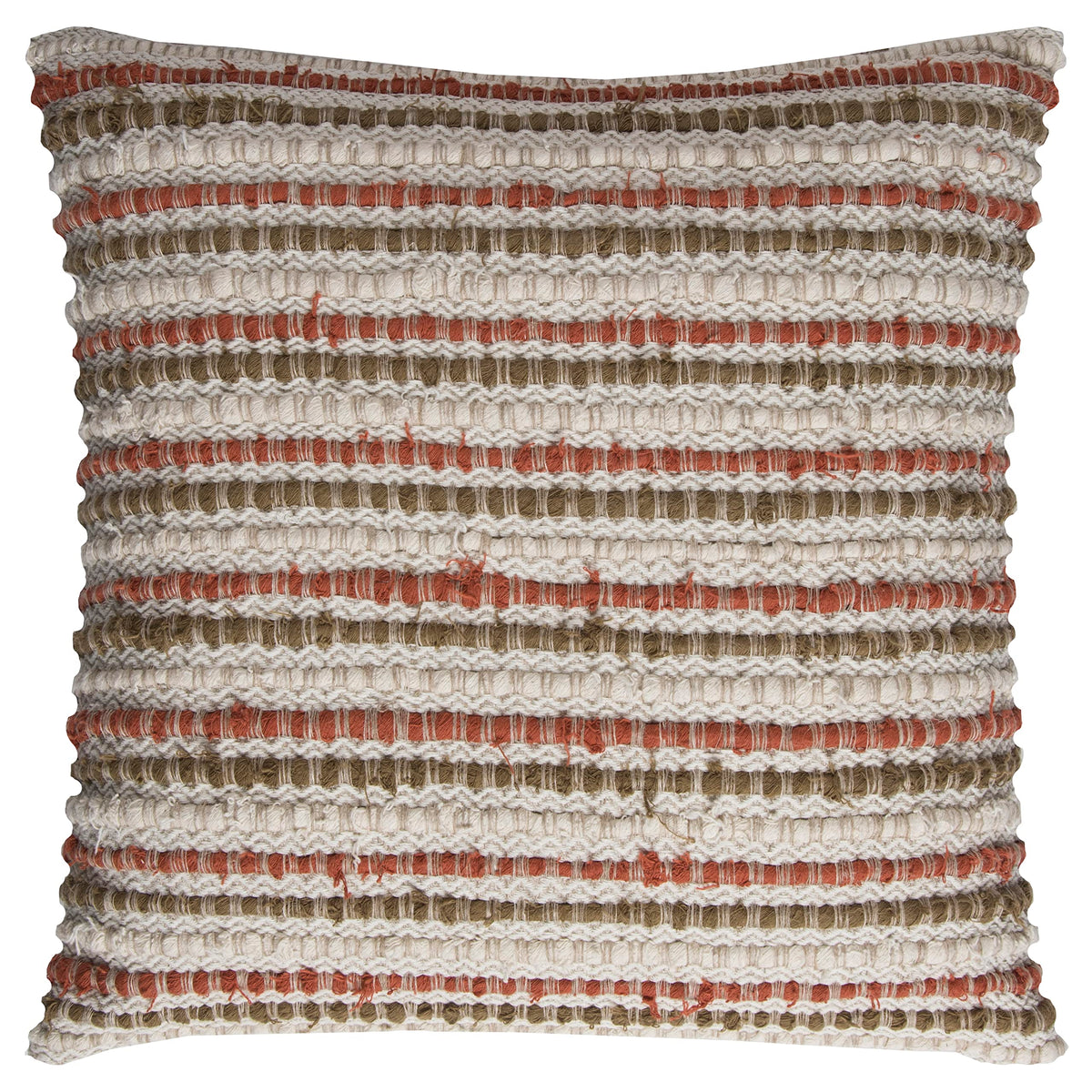 Rizzy Home | T11558 | Poly Fill Decorative Pillow | 20&quot;x20&quot; Orange/Brown/Natural Stripe