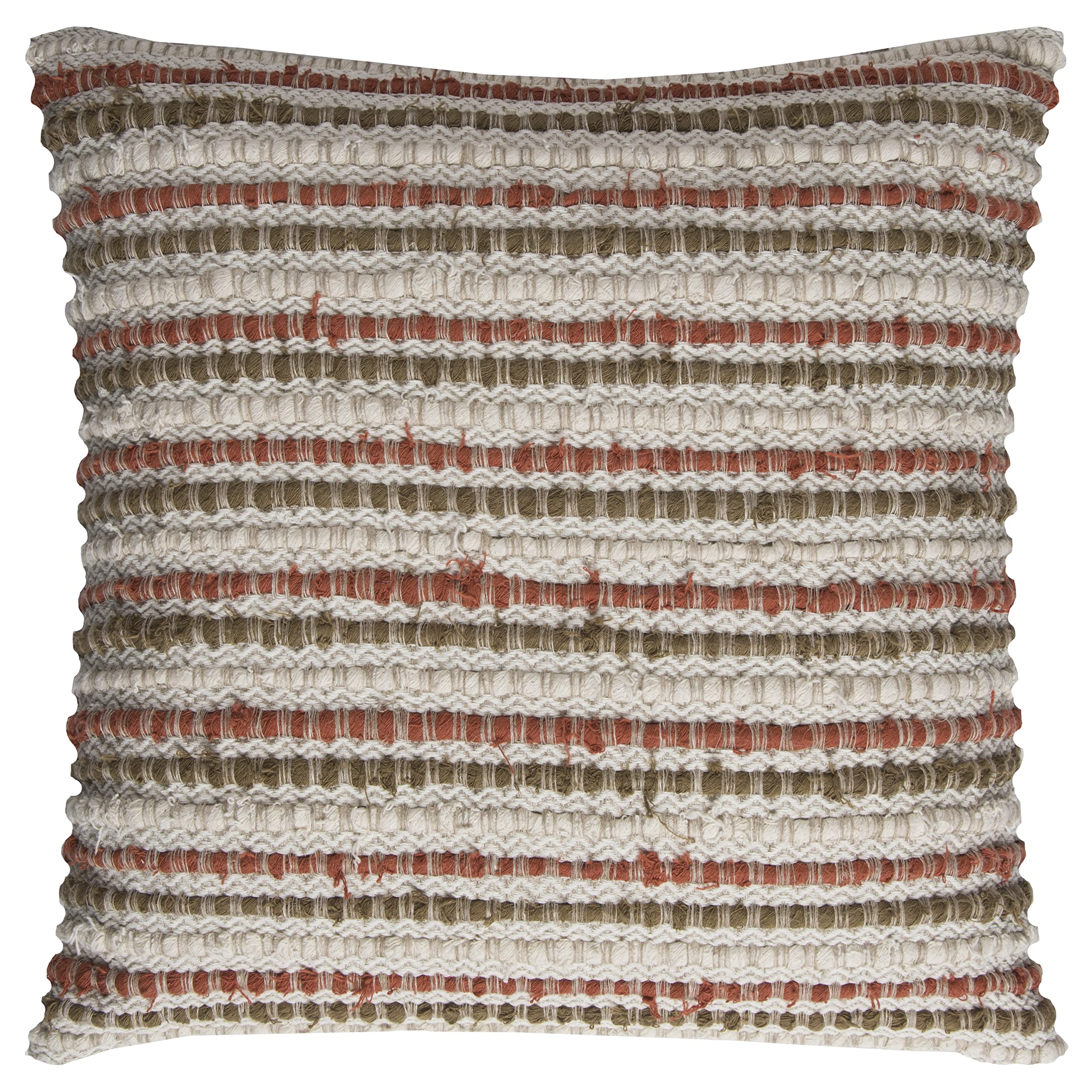 Rizzy Home | T11558 | 20&quot;x20&quot; Orange/Brown/Natural Decorative Pillow | Down Fill
