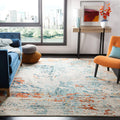 SAFAVIEH Madison Collection 5 Square Cream / Orange MAD478B Modern Abstract Non-Shedding Living Room Bedroom Area Rug