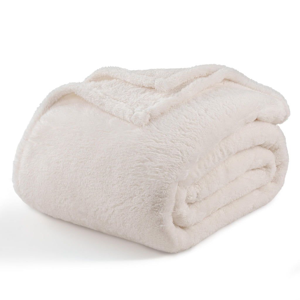 Berkshire Blanket Classic Extra-Fluffy Plush Throw Blanket, Soft Fuzzy Fluffy Long Hair Throw Blanket For Couch Sofa Bed, Cream,