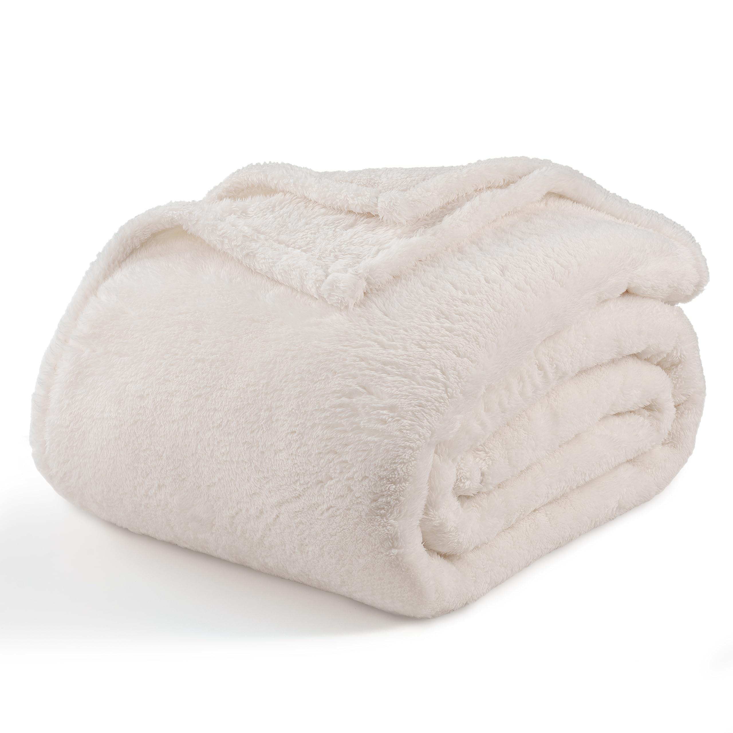 Berkshire Blanket Classic Extra-Fluffy Plush Throw Blanket, Soft Fuzzy Fluffy Long Hair Throw Blanket For Couch Sofa Bed, Cream,