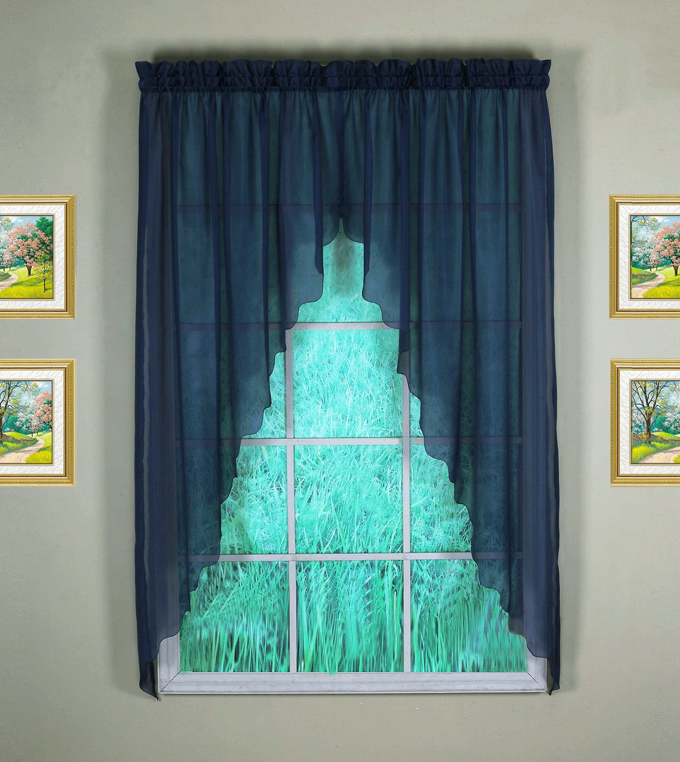 Today'S Curtain Emelia Original Voile Swagger Pair 63', Navy, 90' W X 63' L