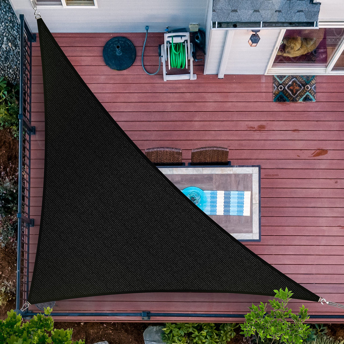 Shademart 6' X 12' X 13.4' Black Sun Shade Sail Upf50 Right Triangle Smtapt16 Canopy Fabric Cloth Screen, Water Air Permeable &