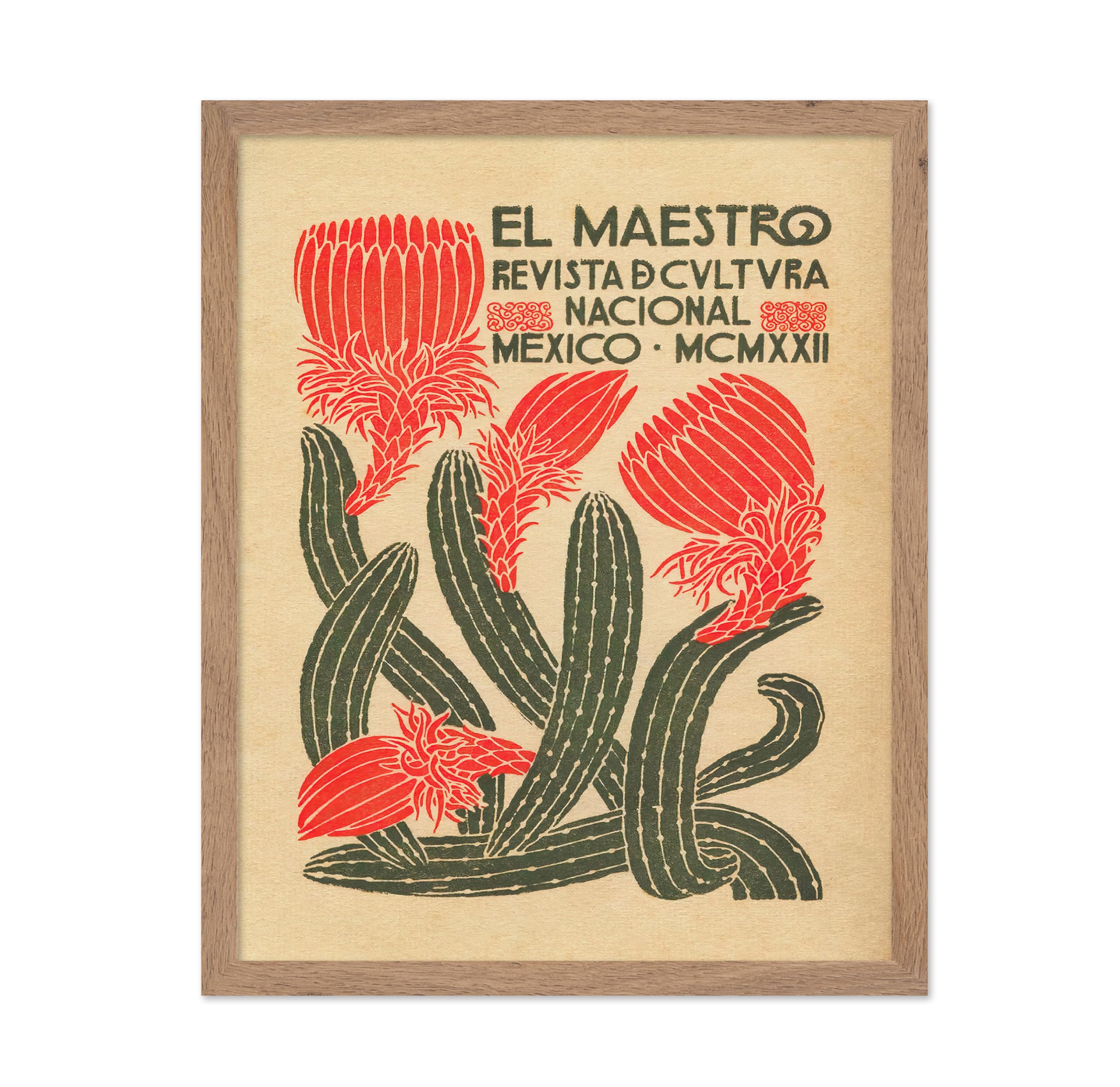 Poster Master Travel Poster - Vintage El Maestro Mexican Culture Wall Art - Cactus Wall Decor - Great Wall Decor Gift for Home, 