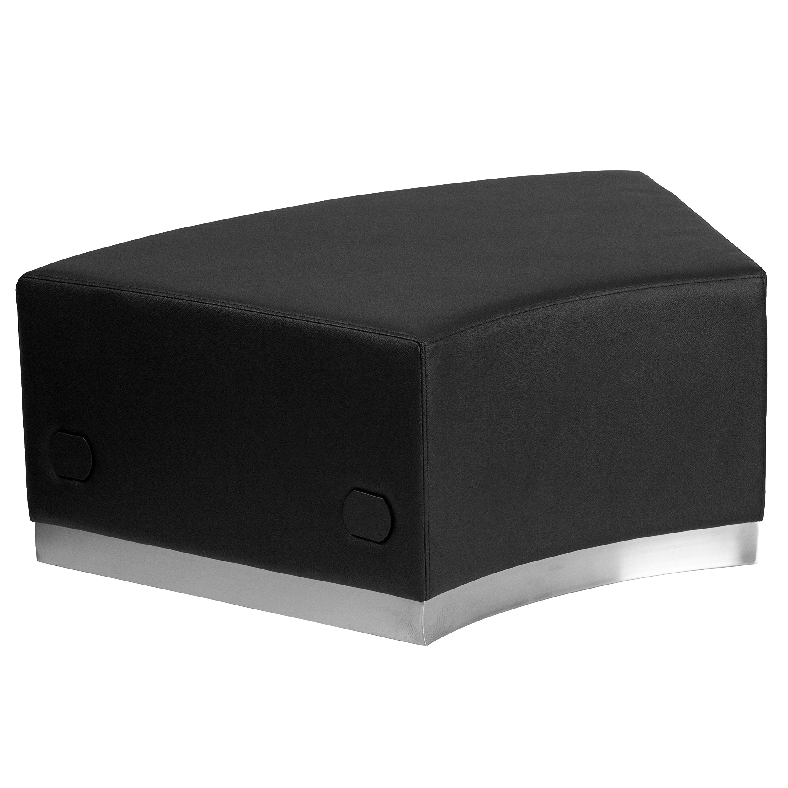 Flash Furniture Hercules Alon Series Black Leathersoft Convex Chair Without Back With Brushed Stainless Steel Base