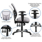 Flash Furniture Nicholas Mid-Back Swivel Office and Gaming Chair, Ergonomic Mesh Office Chair with Adjustable Lumbar Support and Height, Gray