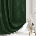Siiluminisoy Dark Green Boho Shower Curtain Woven Fabric Cute Shower Curtain, 72 X 72 Tufted Leaves Textured Striped Modern Farm