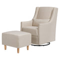 Babyletto Toco Upholstered Swivel Glider and Stationary Ottoman in Performance Beach Eco-Weave, Water Repellent & Stain Resistan