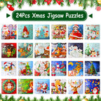 Advent Calendar 2024 Christmas Jigsaw Puzzles - 24 Days Xmas Countdown Calendars - 24Pcs Advent Calendar For Kids - Stocking Stu