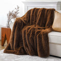 Battilo Home Luxury Fluffy Faux Fur Throw Blanket, Large Golden Brown Fake Fur Blanket For Bed, Sofa, Chair, Bed, Silky Elegant