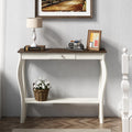 Choochoo Narrow Farmhouse Console Table With Drawer, Chic Accent Sofa Entryway Table With Shelves For Entryway, Living Room, Hallway, Antique White & Brown
