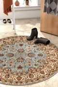 Well Woven Barclay Collection Sarouk Red 8 ft Round Rug - for Living Room, Bedroom, and Dining Room
