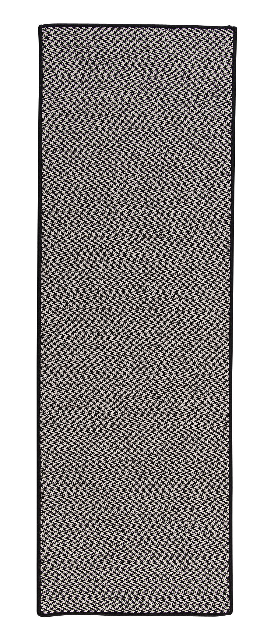 Outdoor Houndstooth Tweed Houndstooth Rug, 2&quot; X 8&quot;, Black