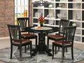 East West Furniture Shelton 5 Piece Modern Set Includes a Round Kitchen Table with Pedestal and 4 Faux Leather Dining Room Chairs, 42x42 Inch, Black